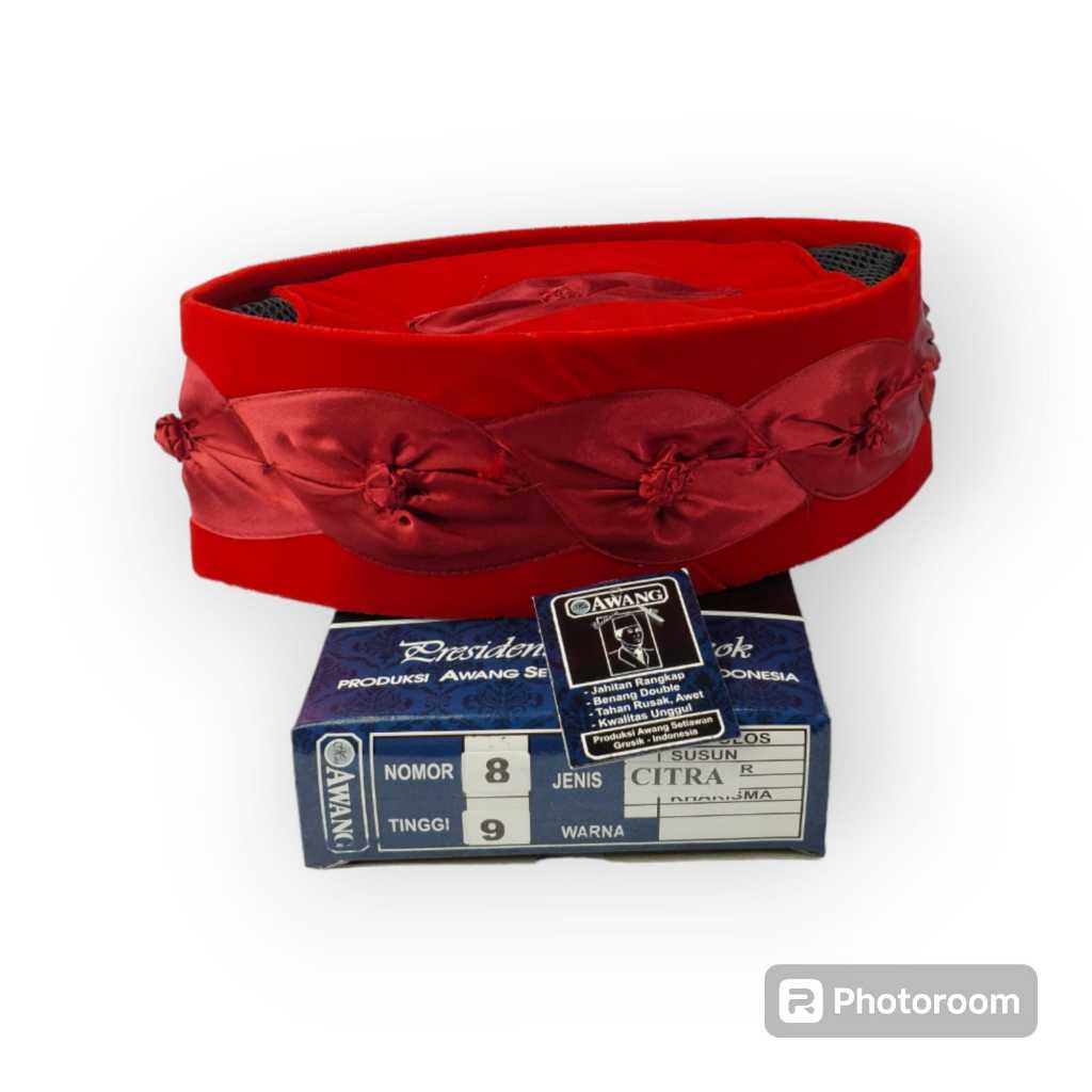 Peci Kembang Kol Merah Kombinasi Merah