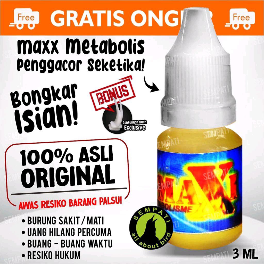 Max Maxi Metabolisme Metabolis 3ml Dosis Tinggi 25% 25 Persen Obat Vitamin Gacor Penggacor Burung Mu