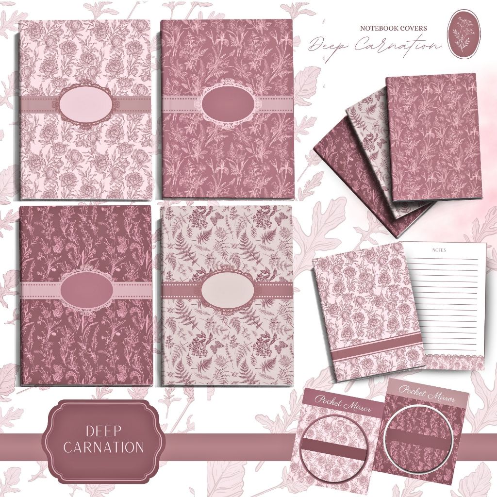 

Buku tulis custom / notebook custom Deep Carnation series / buku tulis warna merah muda