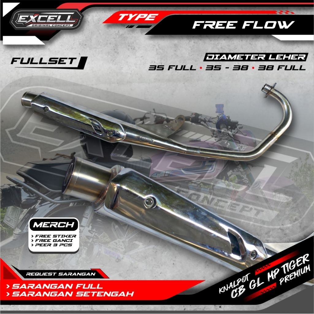 KNALPOT FREE FLOW STENLESS BY EXCELL ORIGINAL