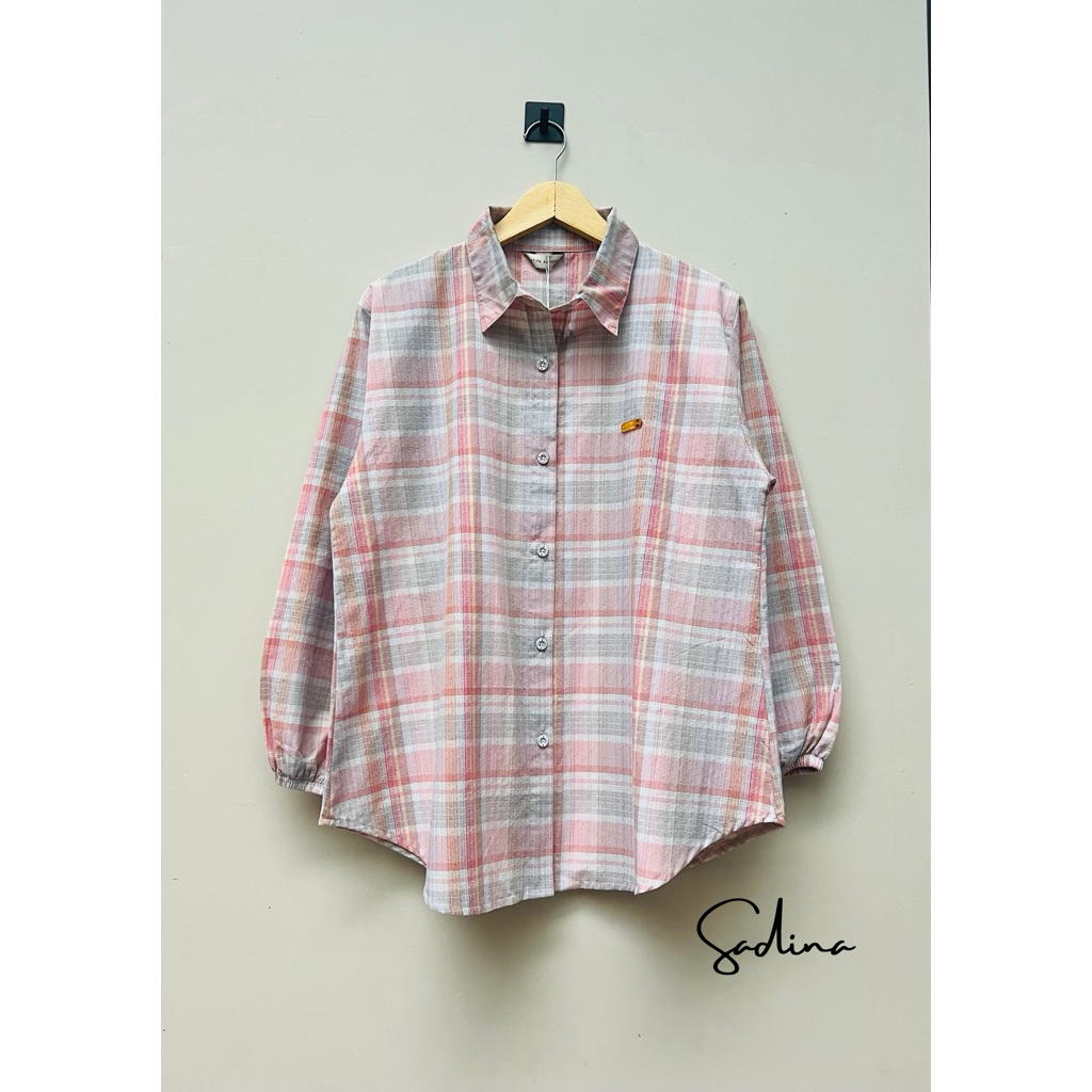 Chatifa authentic kemeja sadina original 100% / kemeja triset jumbo/kemeja kotak