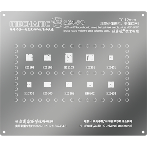 CETAKAN IC MECHANIC S24-90 0.12MM /WIFI/ HI1101/HI1102/HI1103/HI6361/HI6401/HI6353/HI6363/HI6362/HI6