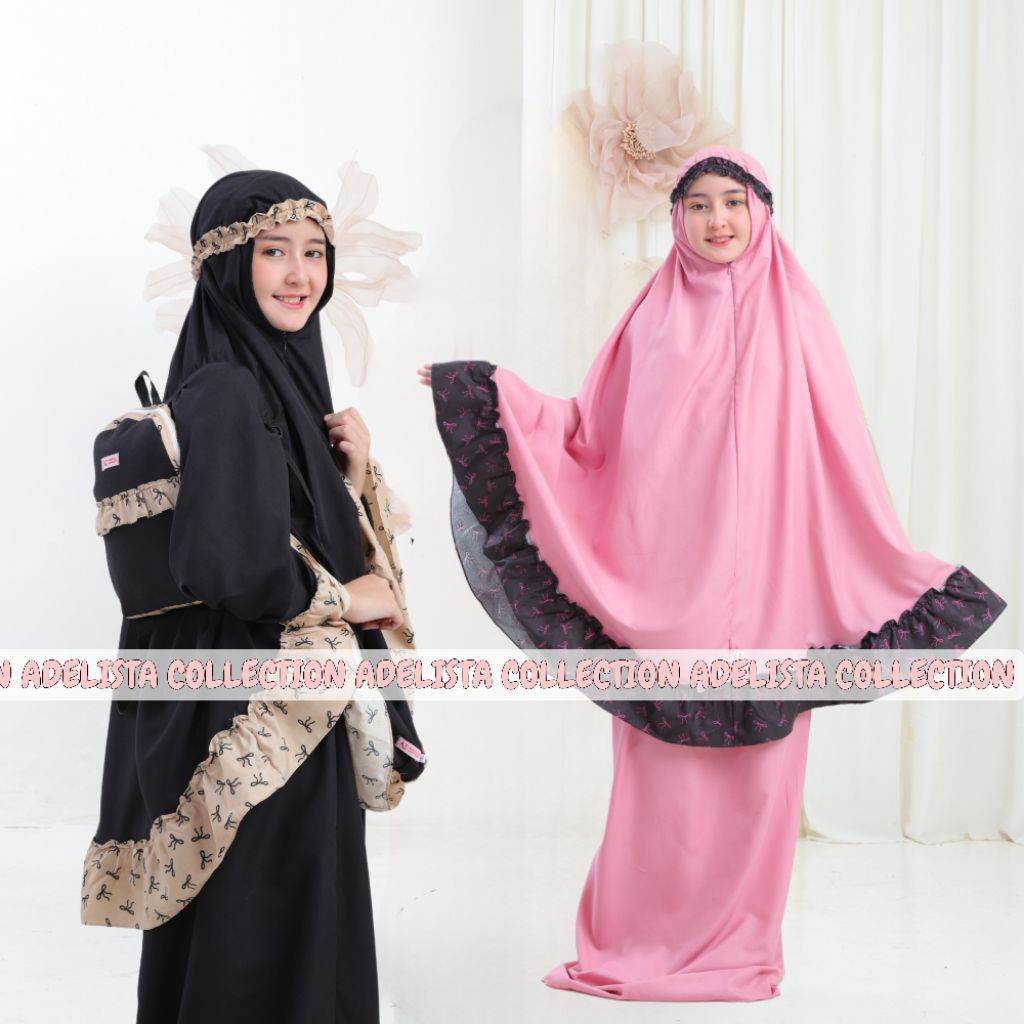 Mukena Anak 2in1 Tas Ransel Katun Premium Resleting Dagu Tanggung Mukenah Anak