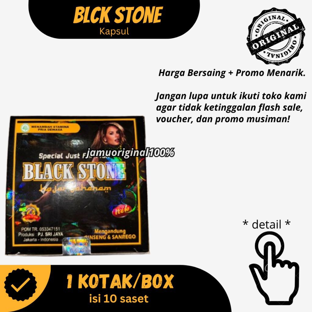 Herbal Kapsul BLACK STONE ORIGINAL – Rempah Asli | 1 Box Isi 10 | Halal