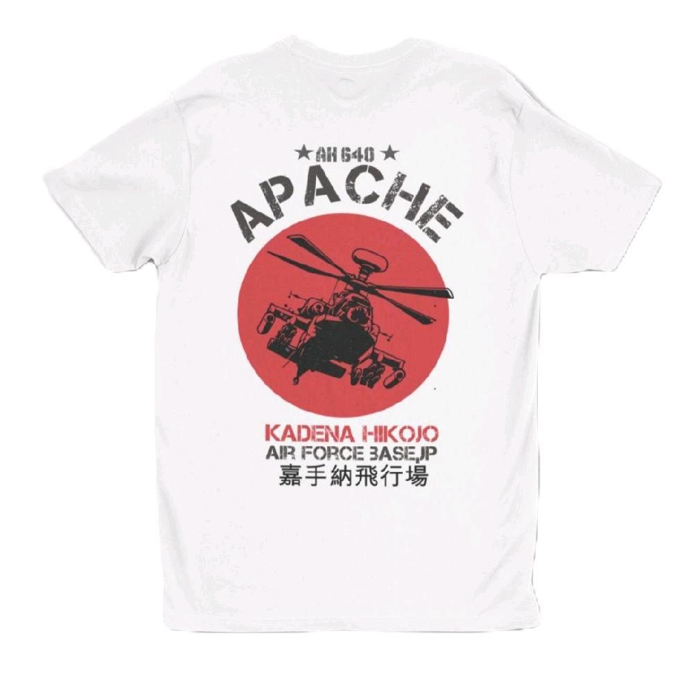 Kaos Vintage Retro Apache Helicopter Military Attack Chopper White