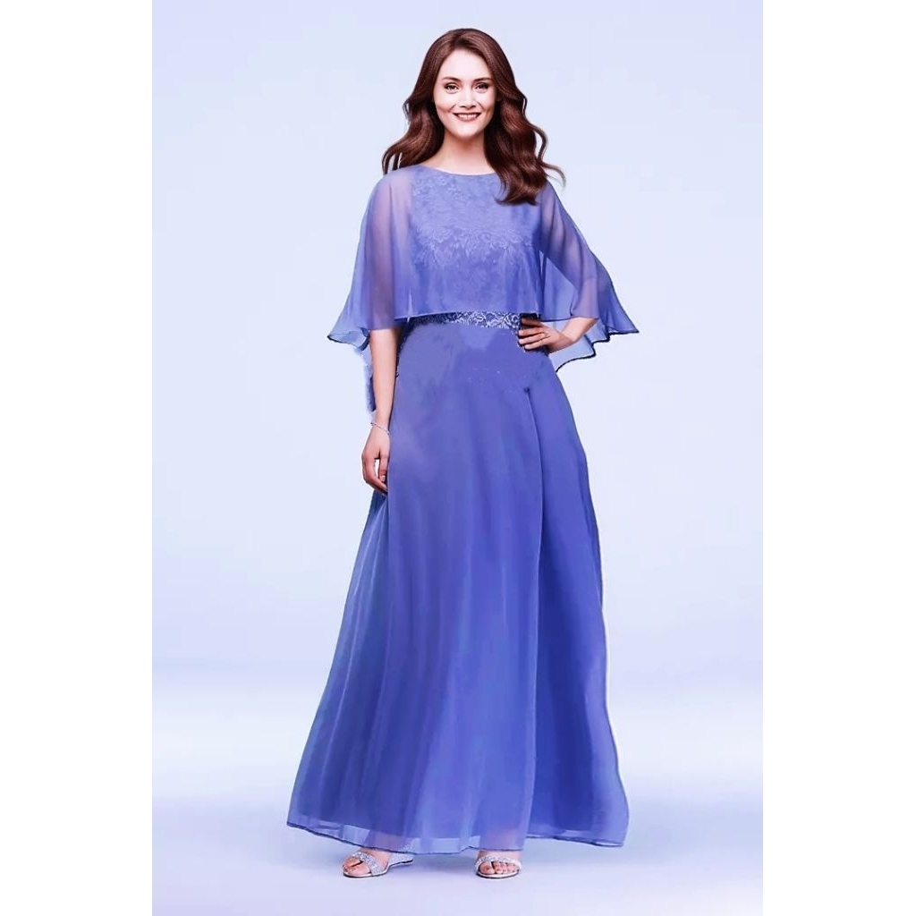 cape tile hidden lace overlay dress