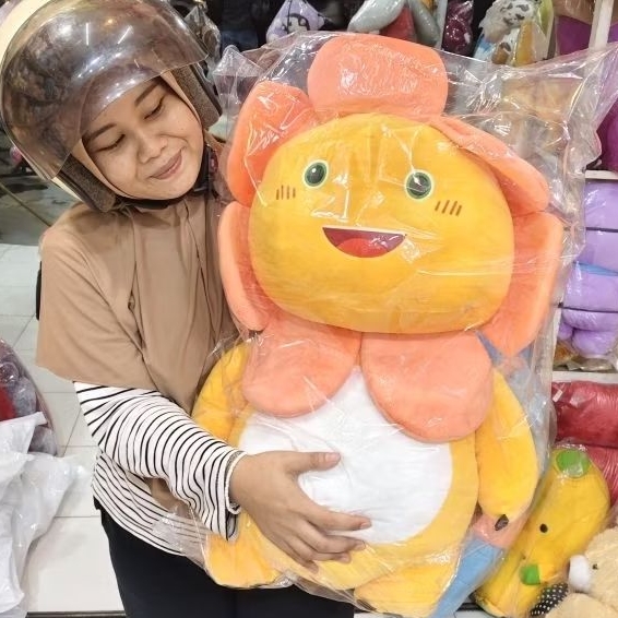 BONEKA DINO KUNING NAILONG SUN FLOWER CUTE UK GIANTS PREMIUM IMPORT  BONEKA DINO KUNING MATAHARI MEW