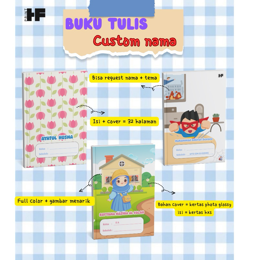 

BUKU TULIS CUSTOM NAMA // BUKU TULIS SEKOLAH // BUKU TULIS CUSTOM GAMBAR