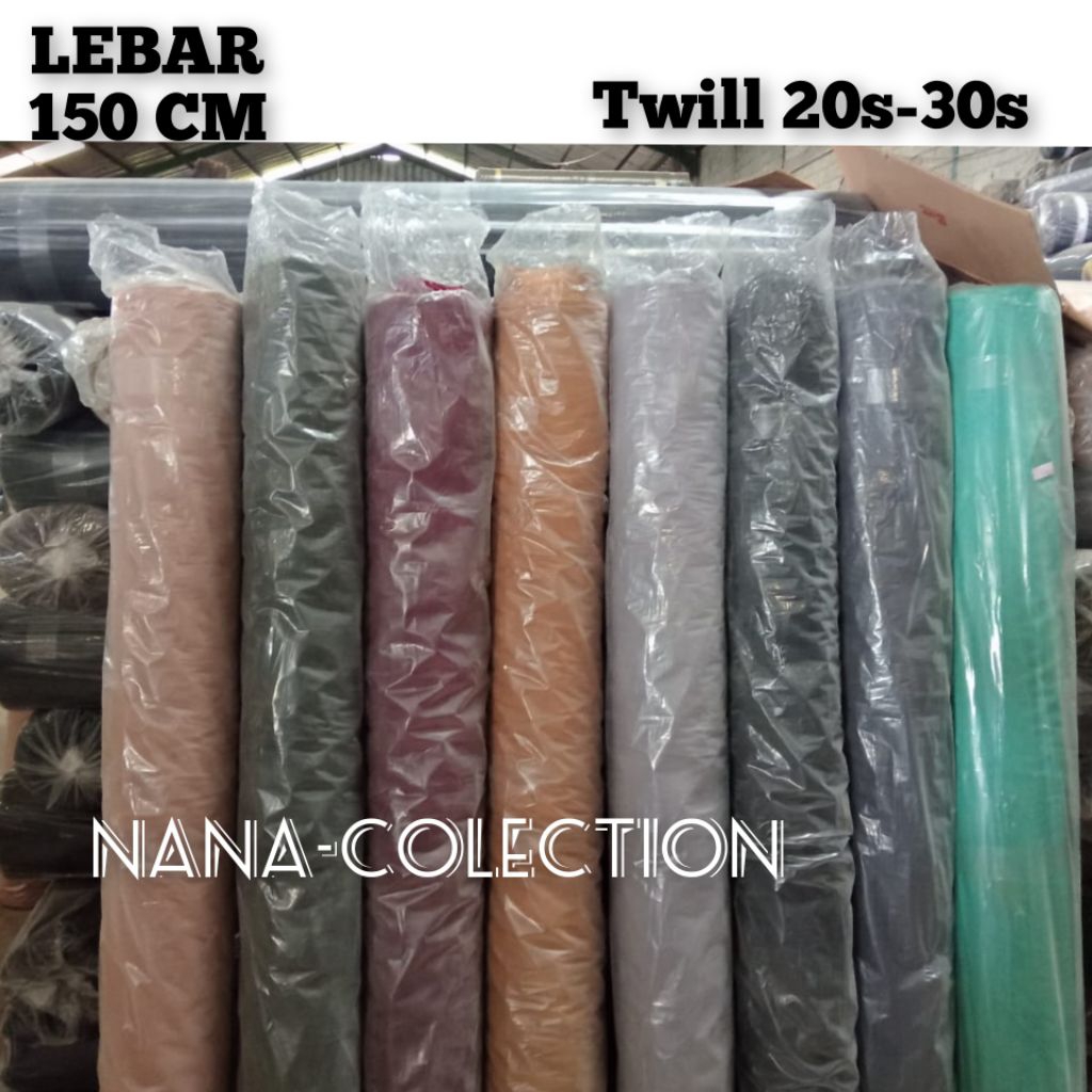 1 Roll/100yar Kain-Twill Polos 20s/30s Berbagai Macan Warna -America drill (Kameja,blezer ,celana ch