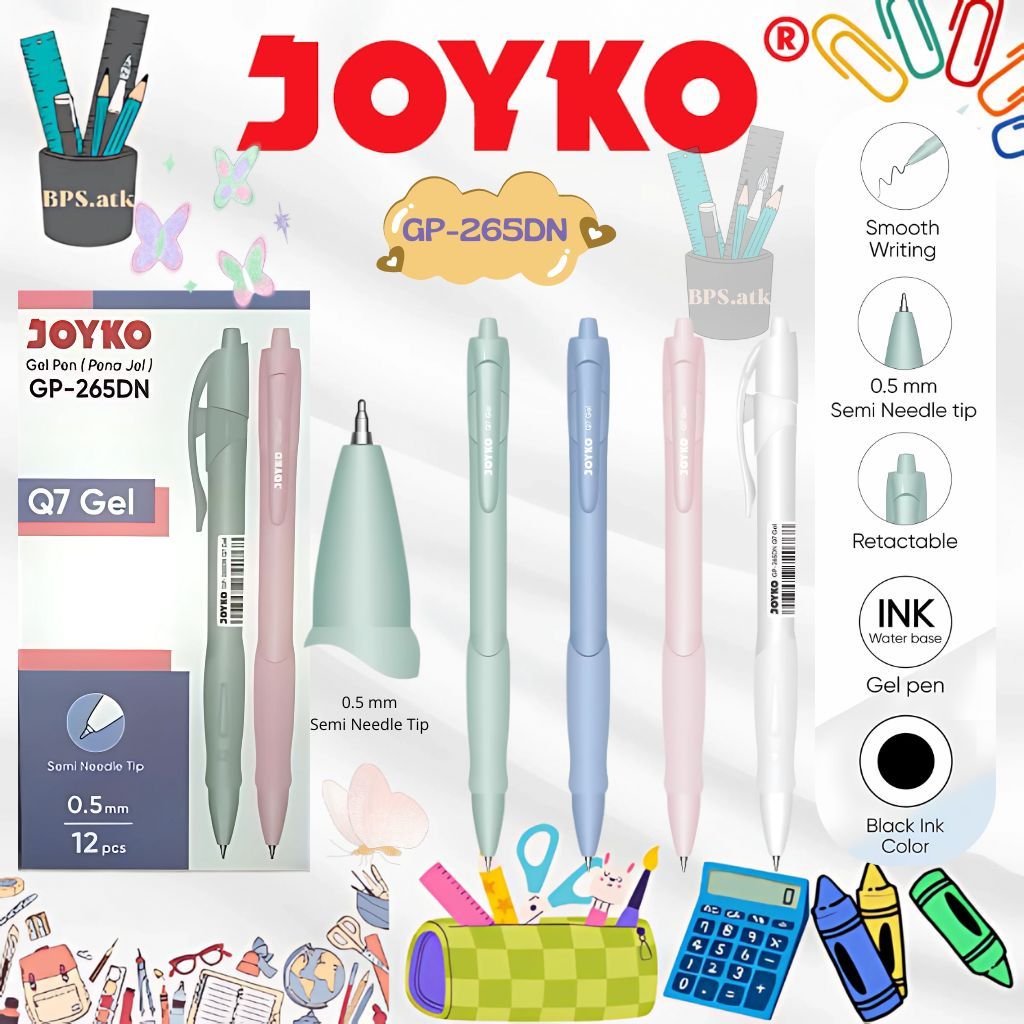 

(12 pcs) JOYKO Gel Pen Pulpen Pena GP-265DN Q7 Gel 0.5 mm Pulpen Cetek Warna Pastel