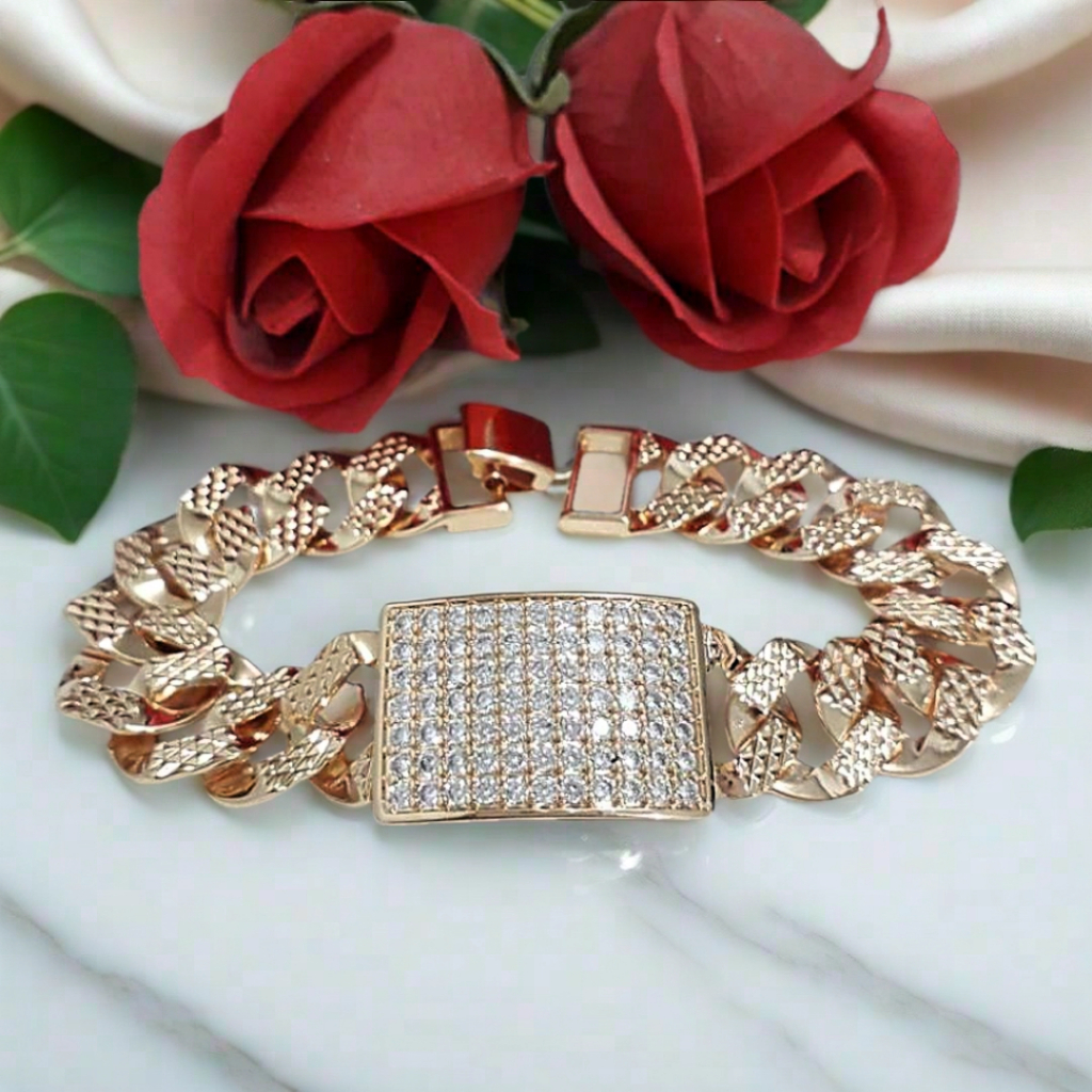 Gelang tangan permata gold besar kotak fashion wanita dewasa xuping.