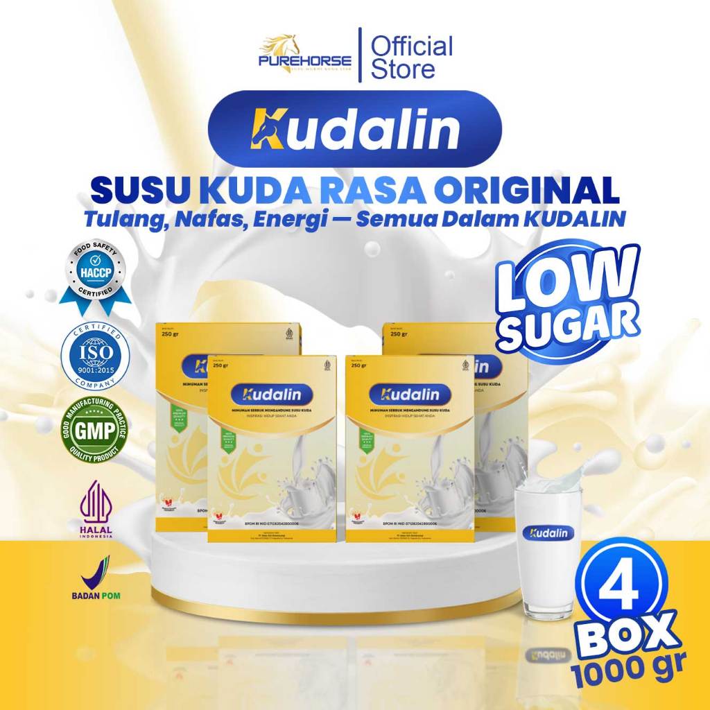 

Kudalin Susu Kuda Liar Sumbawa Asli 100% Mengatasi Asam Urat Tulang Nyeri Sendi 250gr Paket 4 Box