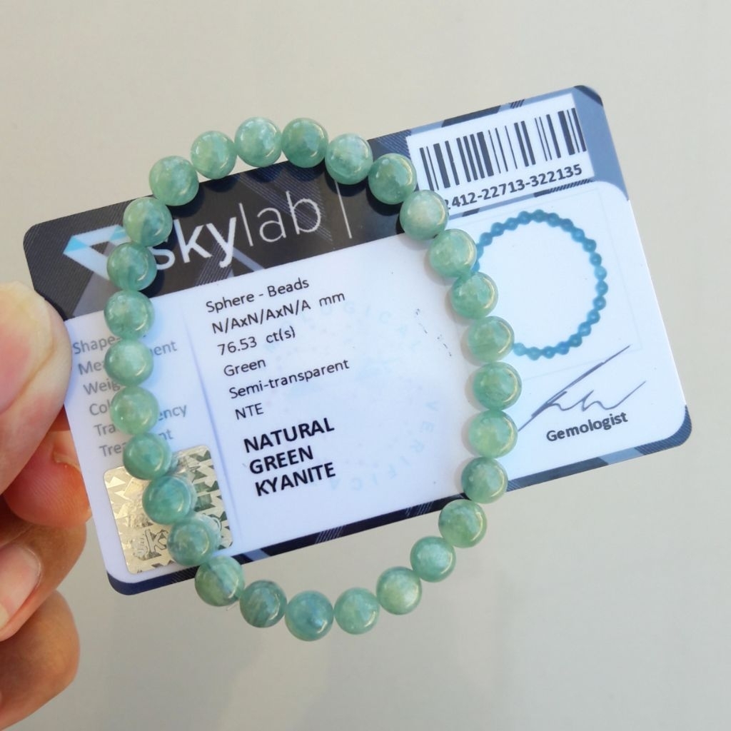 Gelang Batu Natural Green Kyanite Beserta Certificate Memo