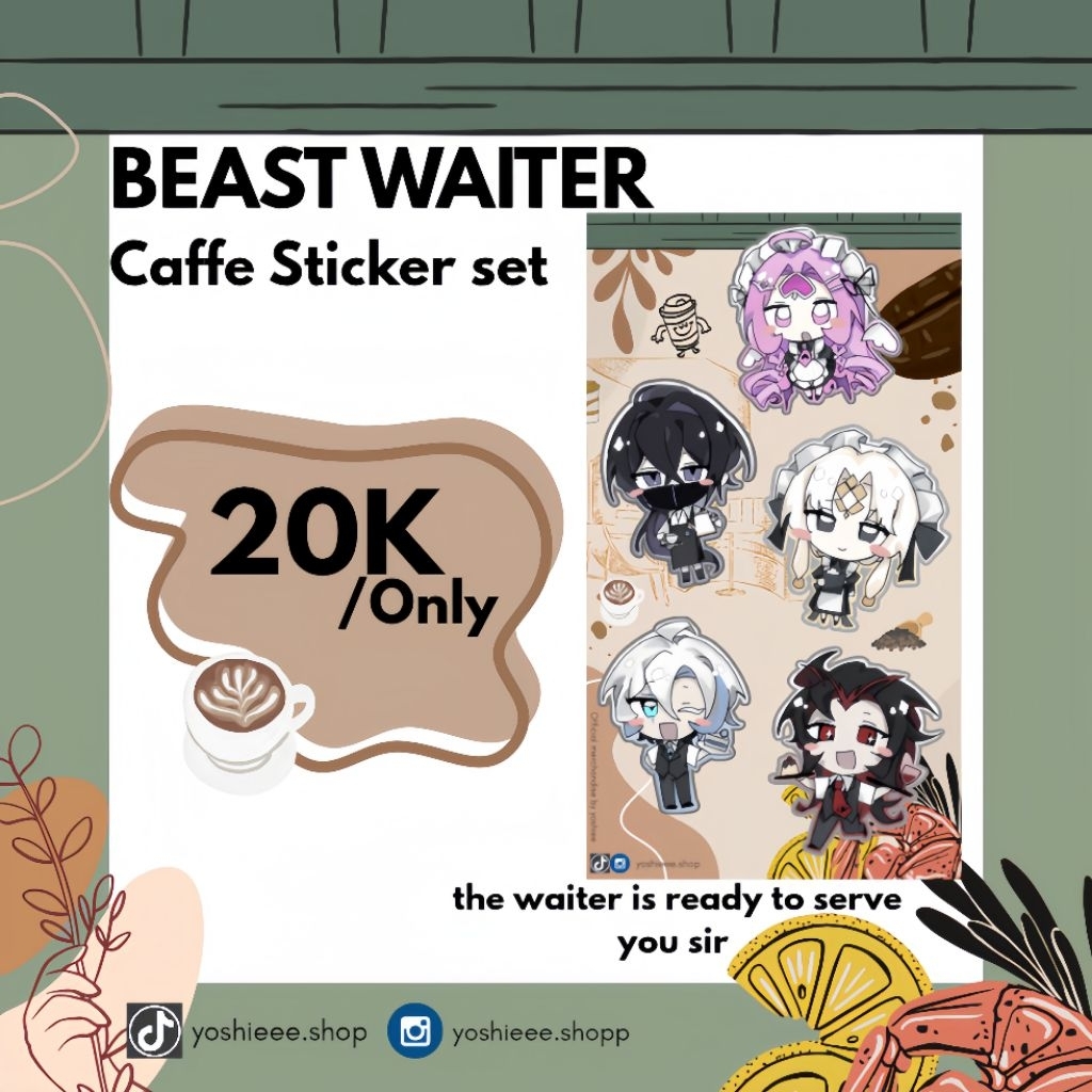 

Beast waiter Cookie run kingdom - Vinyl Stickers set fan merchandise