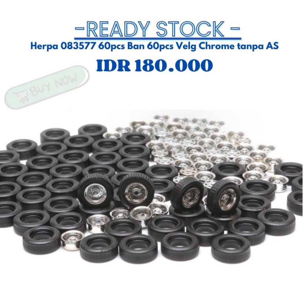 Herpa 083577 60pcs Ban 60pcs Velg Chrome Tanpa AS