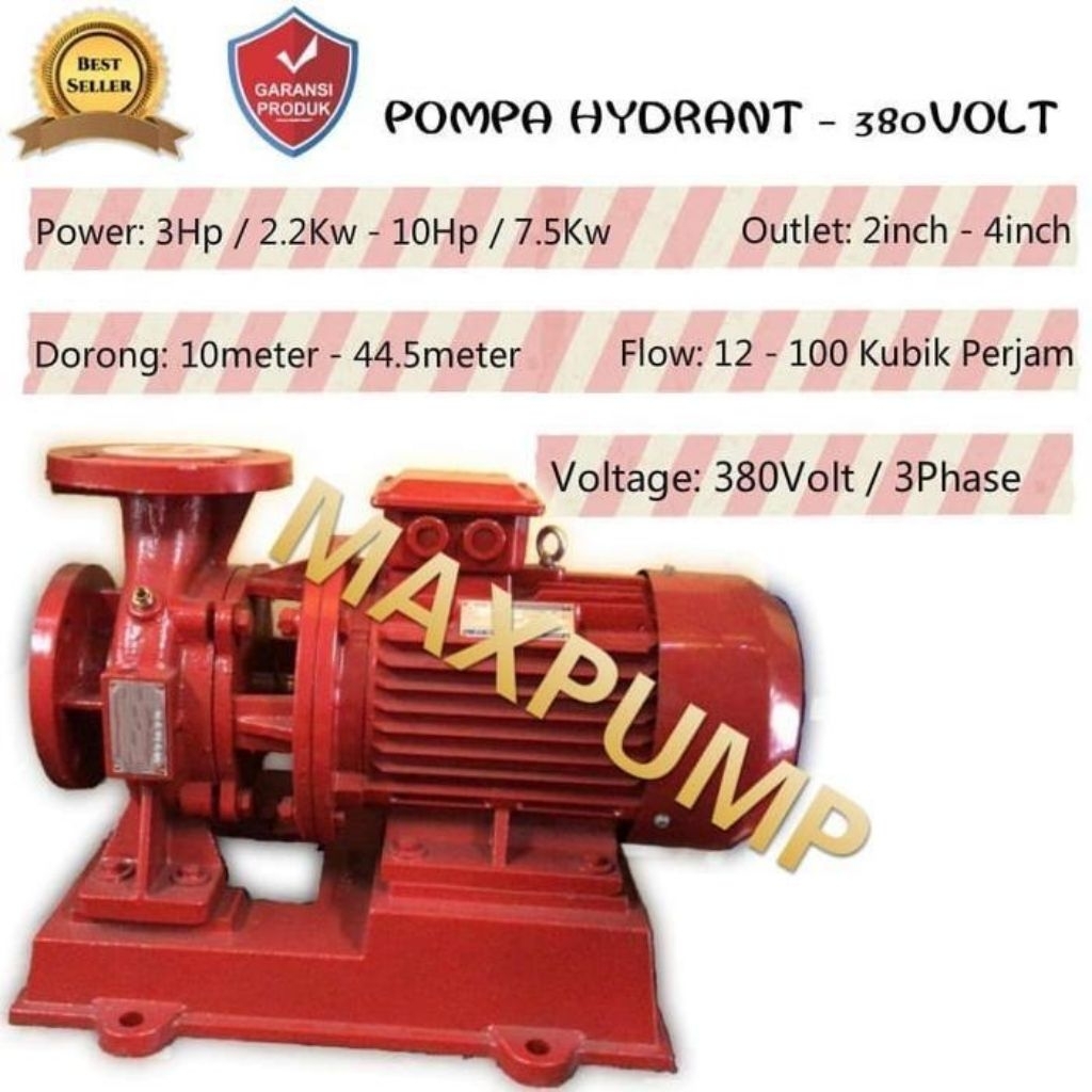 Pompa hydrant mesin pompa air 3in 7.5hp 50 kubik 3 phase pompa dorong