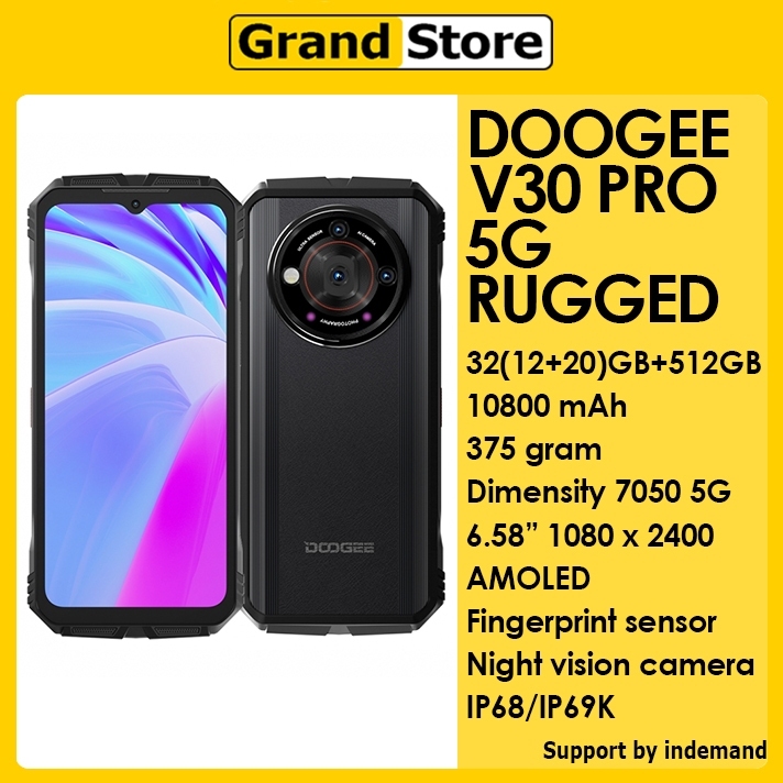 DOOGEE V30 PRO 5G RAM 32GB (12+20) ROM 512GB IPS LCD 120Hz Night vision camera Rugged smartphone