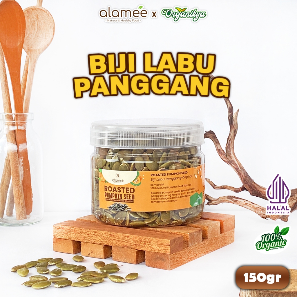 

ALAMEE Roasted Pumpkin Seed Biji Labu Pepita Kupas Panggang Matang Siap Makan 150gr organikya