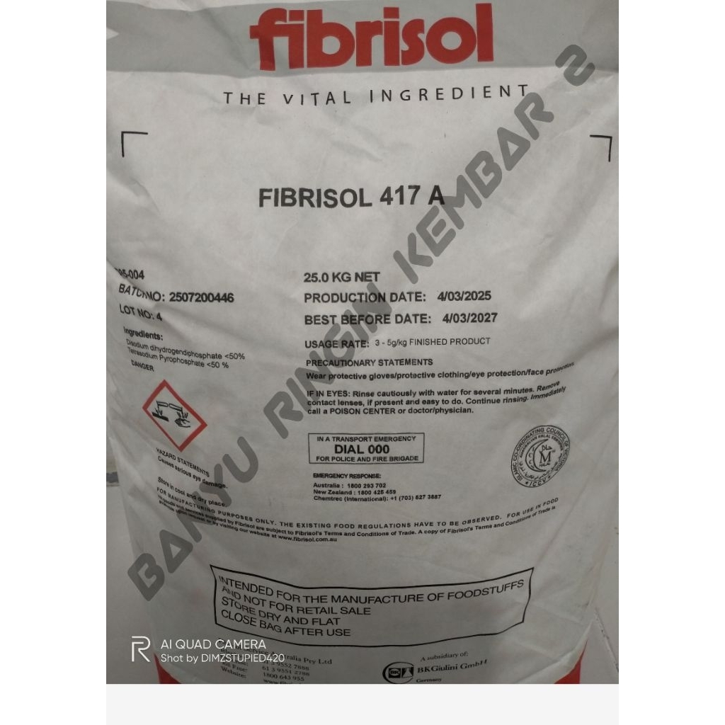 

FIBRISOL 417A FOOD GRADE 1 KG/ PHOSMIX PENGENYAL BAHAN BAKSO / SOSIS / NUGGET