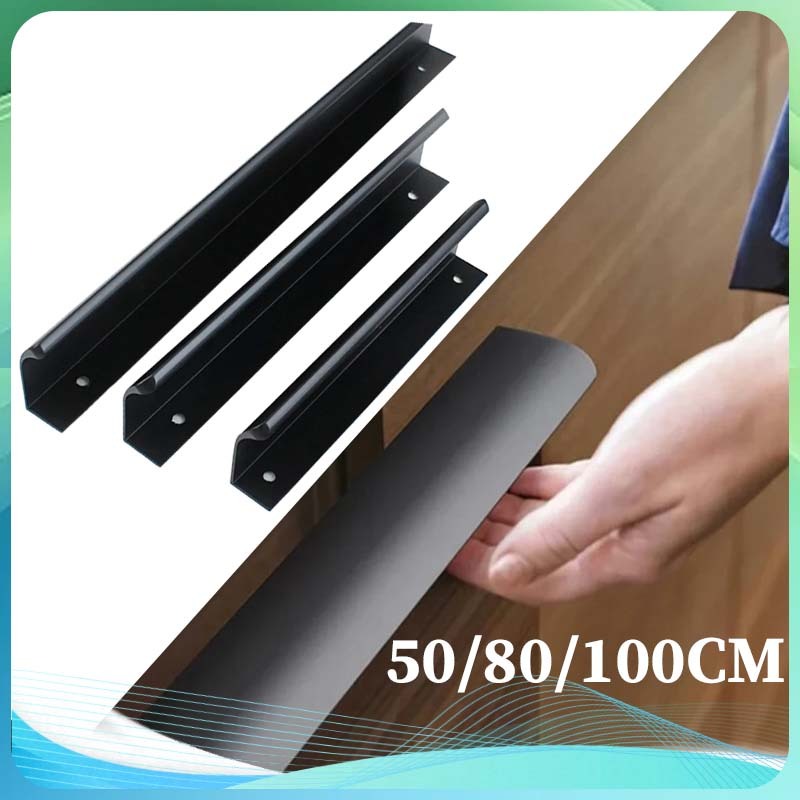 Ukuran Panjang Trapeze Handle Hendel Pintu Lemari Tarikan Laci Wardrobe Cabinet 50cm/80cm/100cm Lema