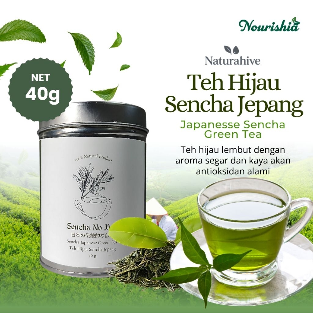 

Teh Hijau Premium Sencha 40 g Naturahive – Teh Hijau Ocha Jepang - Pure Sencha Japanese Green Tea Sencha no Mori