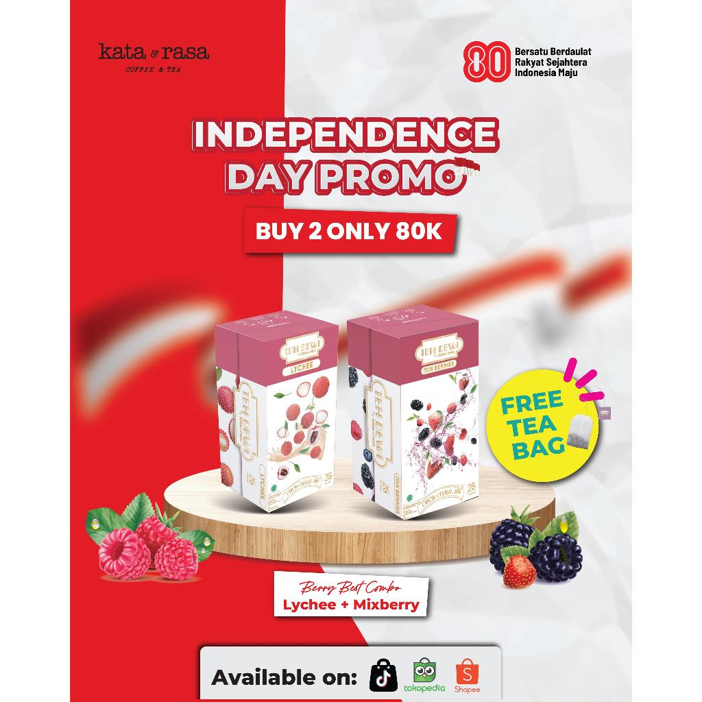 

[ PAKET BUNDLING ] Teh Fruity Lychee dan Mix Berries by Kata Rasa | Black Tea | Lychee | Mix Berries | Teh Celup