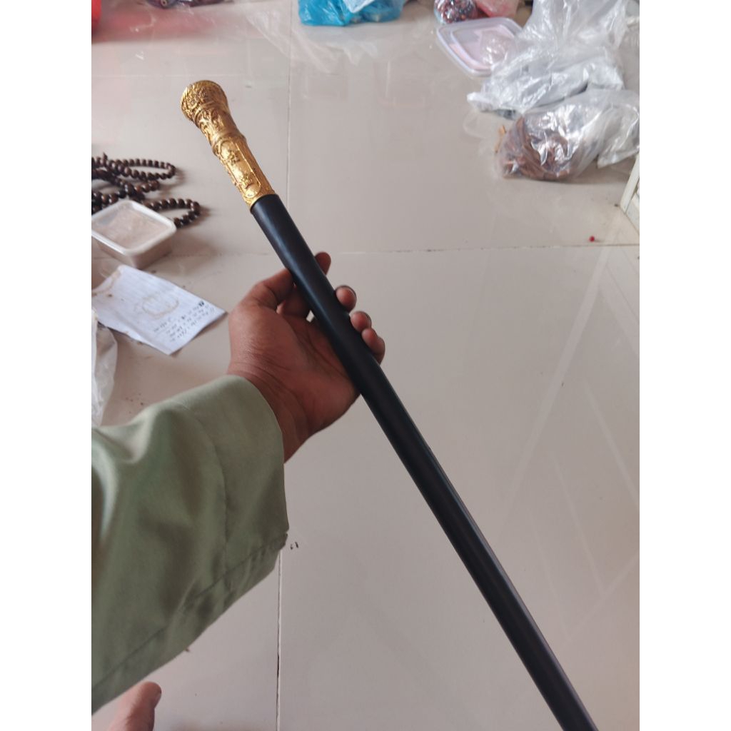 Tongkat komando lengkap aksesoris ornamen kuningan