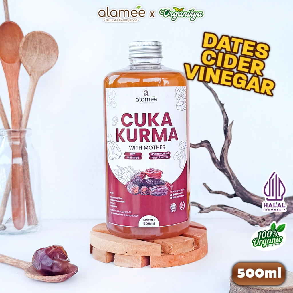 

ALAMEE Cuka Kurma With Mother Original Dates Cider Vinegar Fermentasi Herbal 500ml organikya