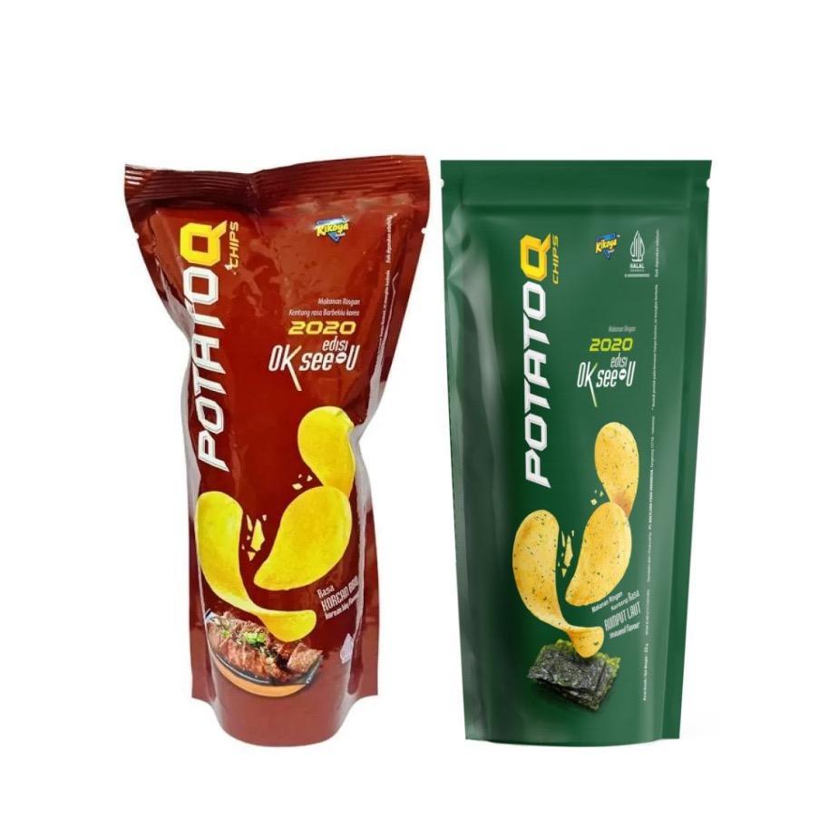 

POTATO Q Camilan Chips Keripik Kentang Rumput Laut dan Korean BBQ 50 GR Crispy