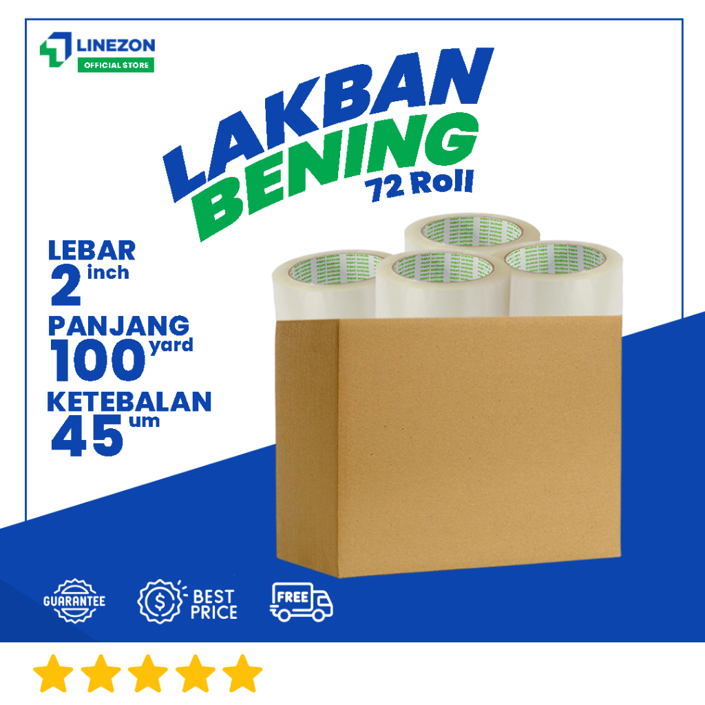 

1 DUS Lakban Bening 100 Yard 2 Inch / ONLINE TAPE OPP 72 Roll Kuat tebal / Lakban clear Termurah