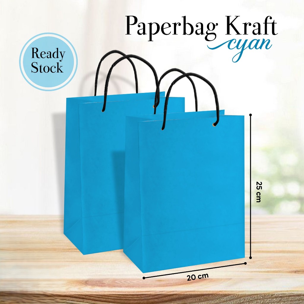 

[12 PCS] PAPER BAG CYAN POLOS - TAS SOUVENIR HAJATAN READY STOCK UK 20x25x10 CM