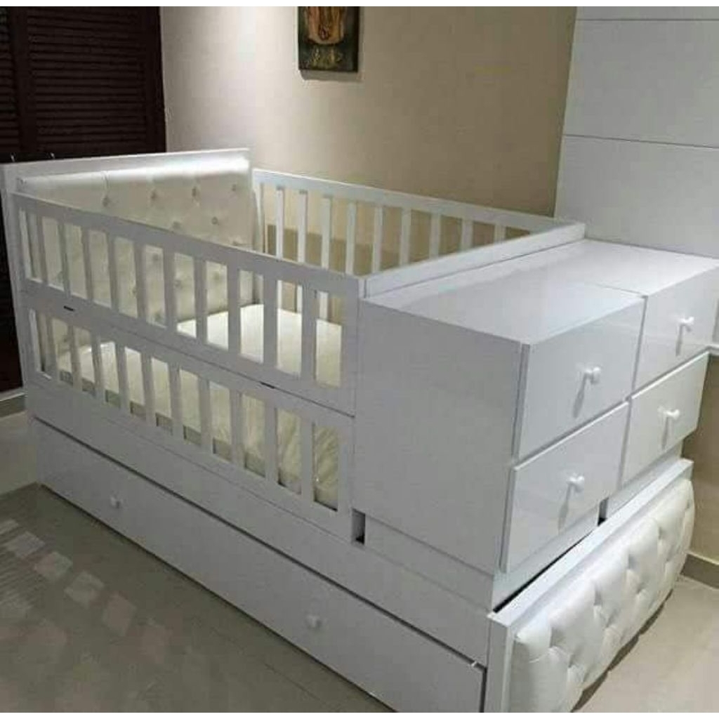 Tempat Tidur Anak Minimalis Modern / Ranjang Bayi Kayu Jati Jepara / Tempat Tidur Laci Bayi Aestheti