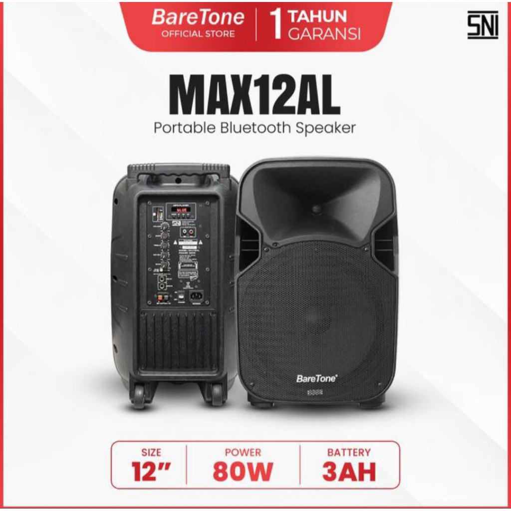 Speaker Portable BARETONE / Speaker Wireless BARETONE MAX12AL / Bluetooth /12 inch