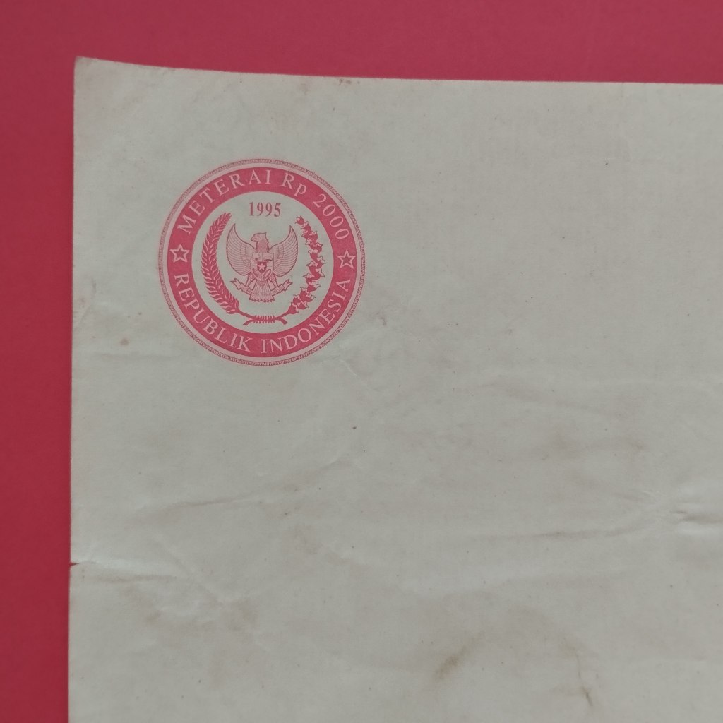 

Kertas Segel Kuno Rp 2000 Tahun 1995 Single