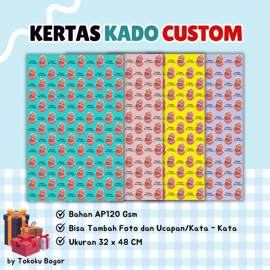 

Kertas Kado Custom Foto Ucapan dan Nama