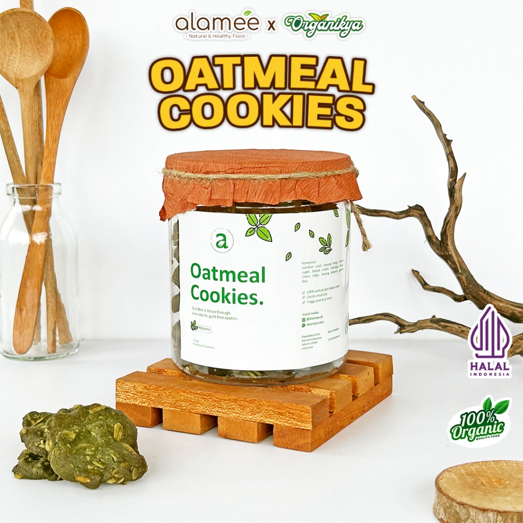 

ALAMEE Oatmeal Diet Cookies Cemilan Matcha Snack Kue Kukis Sehat Healthy Snack Oat 225gr organikya