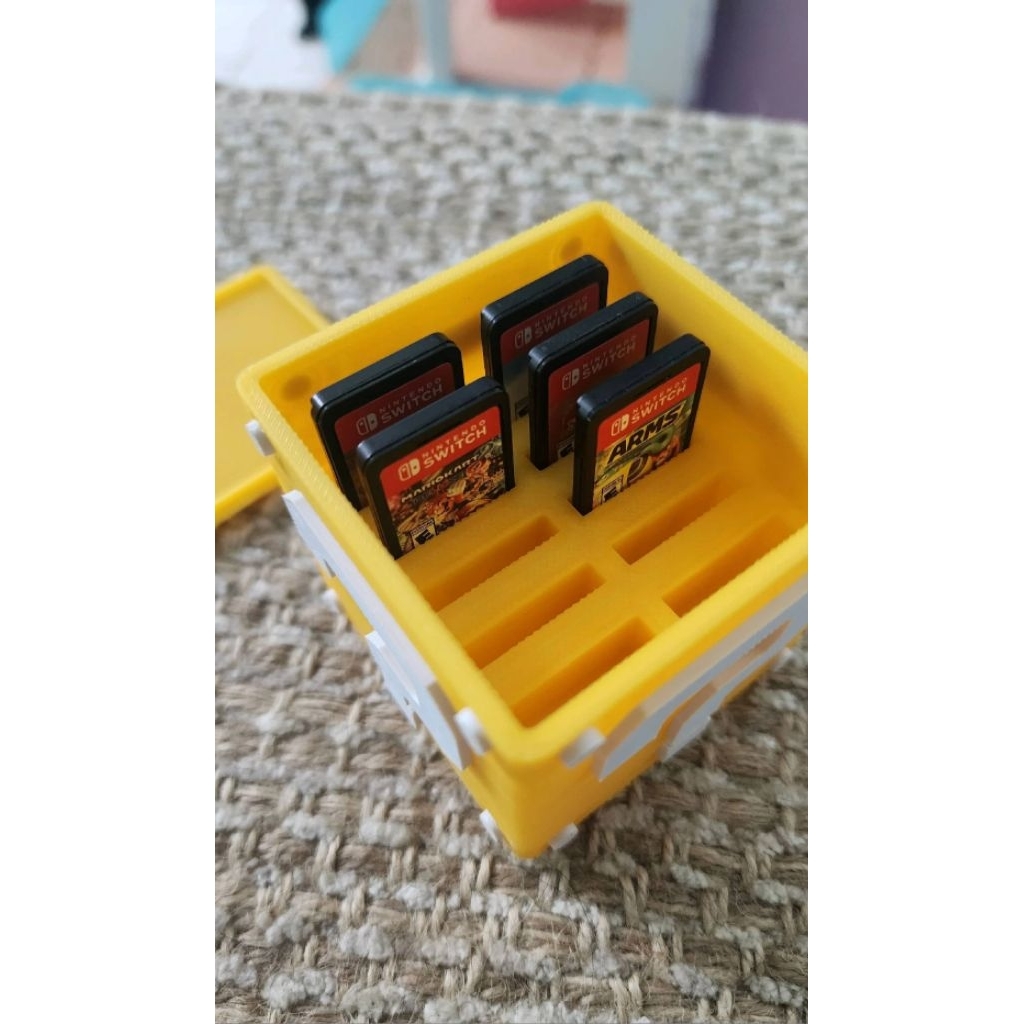 Mario Question Block Storage Box - Wadah Kaset Game Fisik Nintendo Switch - 3D Print