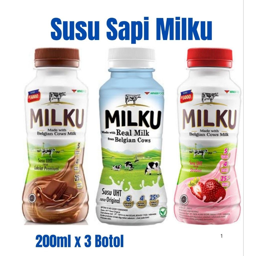 

Milku Susu UHT 200ml X 3 botol