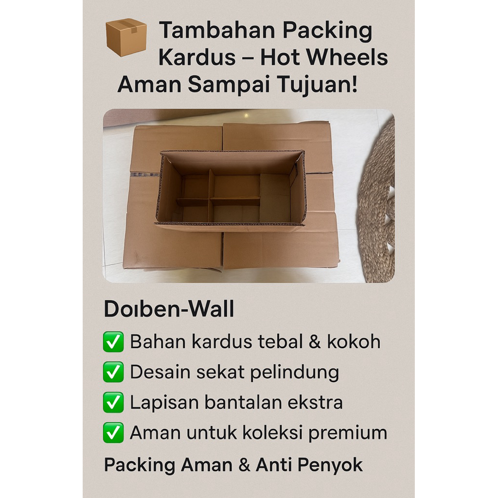

Tambahan Packing Kardus Dobel Wall + Bubble Wrap – Aman & Anti Penyok Hot Wheels