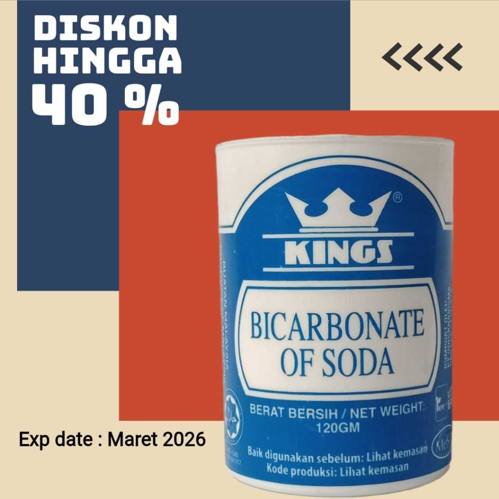 

KING BICARBONATE OF SODA 120 GRAM/SODA KUE/BAKING SODA/NATRIUM BIKARBONAT 120 GRAM/PENGEMBANG KUE