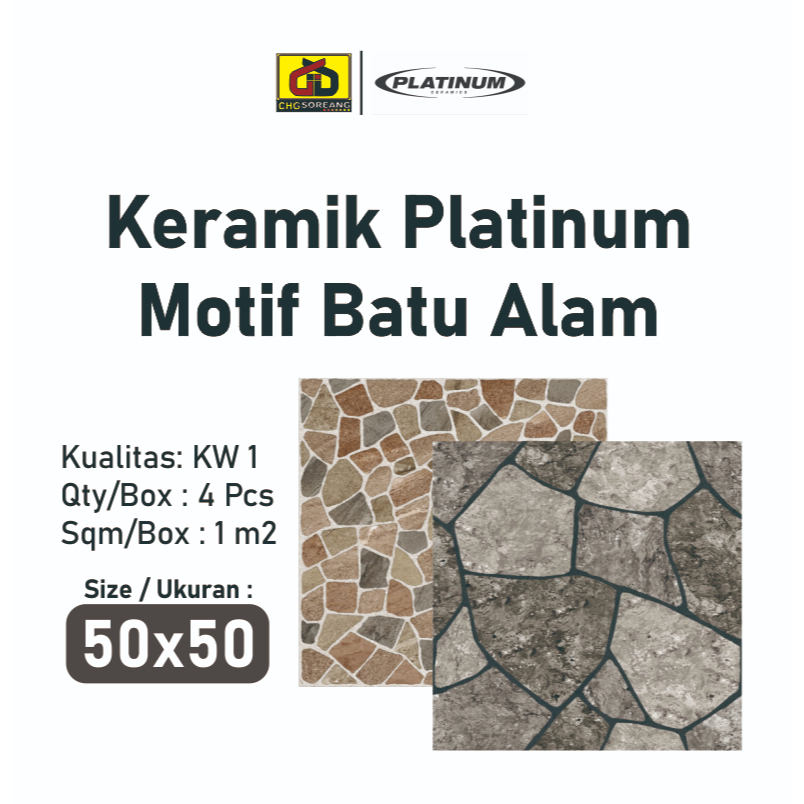 Keramik Batu Alam 50x50 Platinum Devon / Douglas