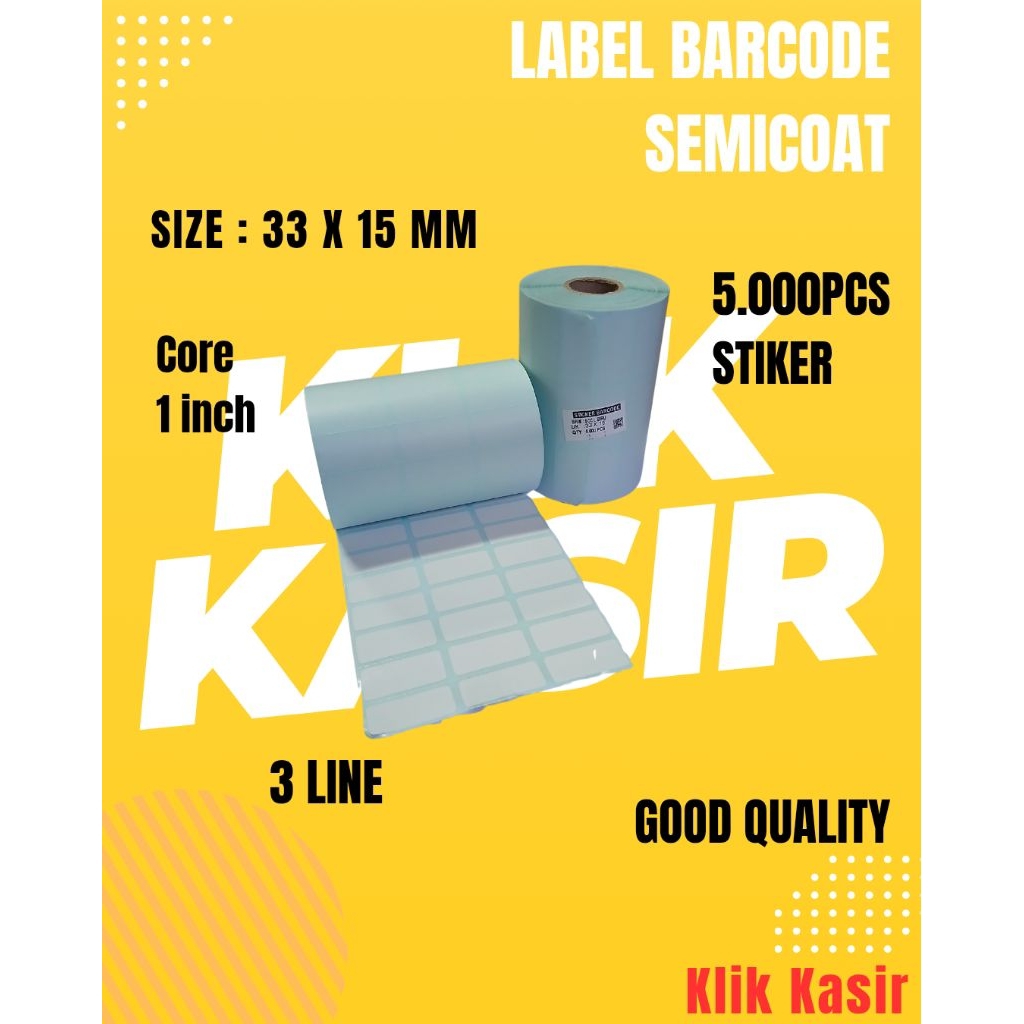 

Label Barcode Semicoat uk. 33 x 15 3 line / Stricker barcode harga / Label sticker