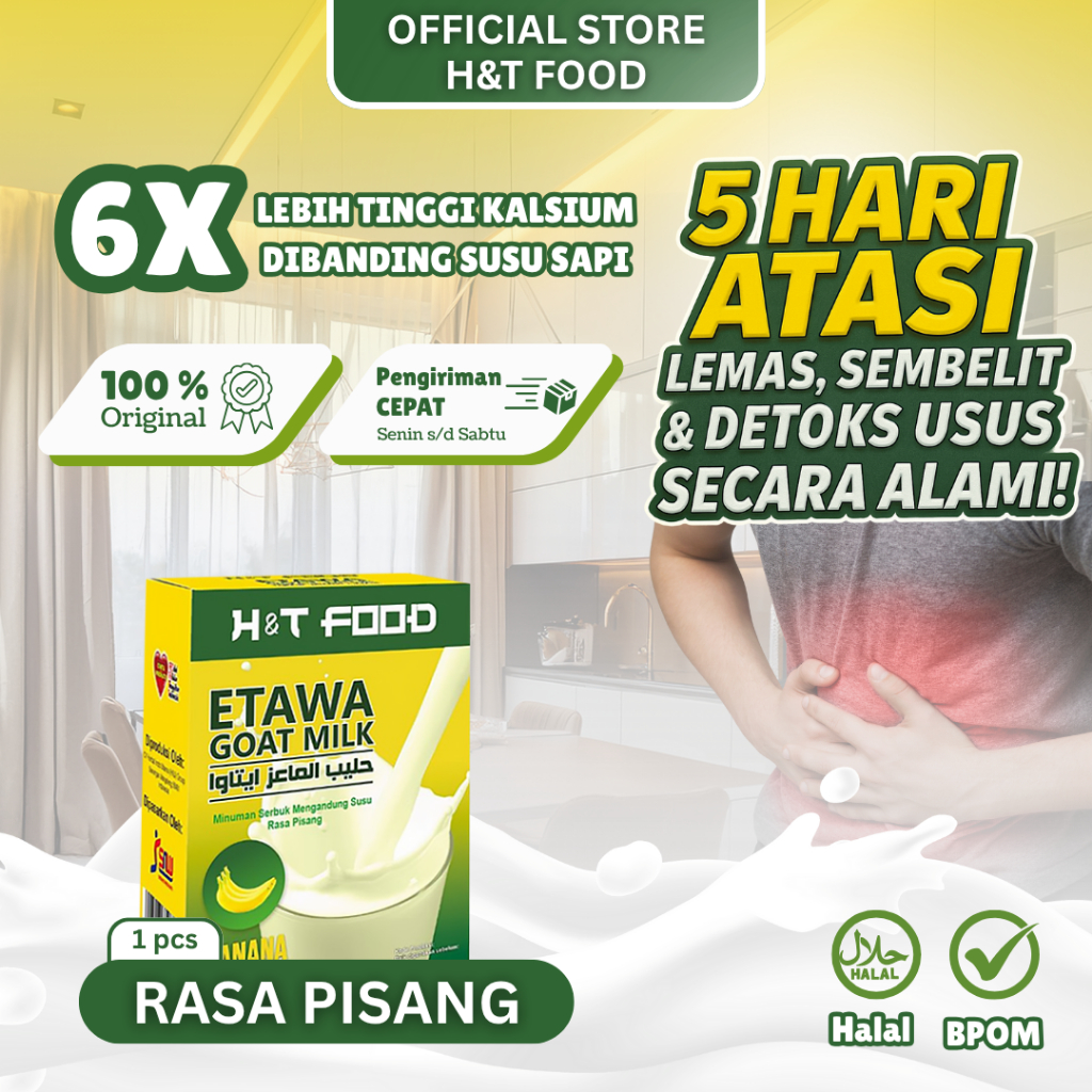 

Etawa Goat Milk Banana HNT Susu Kambing Etawa Rasa Pisang Atasi Sembelit & Detoks Usus Alami