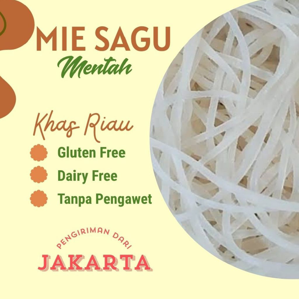 

Mie Sagu (Mentah) Baik Untuk Penderita Diabetes, Gluten Free, Tanpa Telur, Tanpa Susu, Tanpa Pengawet