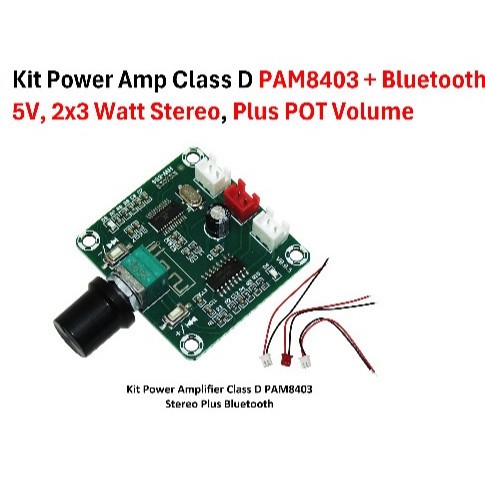 KIT Power Amplifier Class D PAM8403 Bluetooth 5V 2X3 Watt Stereo