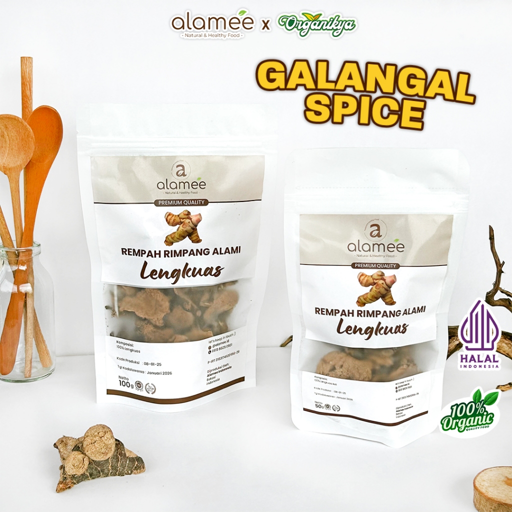 

ALAMEE Lengkuas Kering Dried Galangal Iris Rempah Organik Alami Bumbu Seasoning Masakan organikya