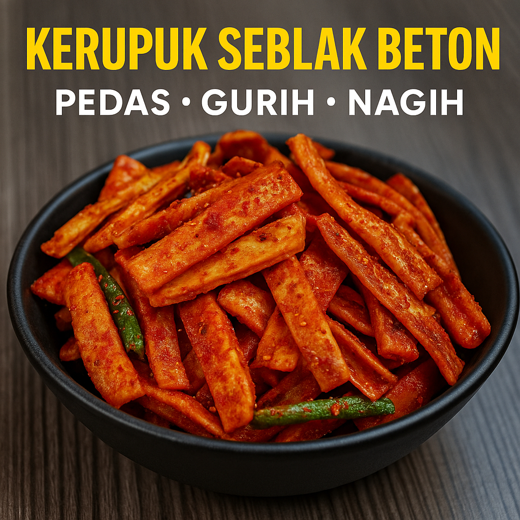 

Kerupuk Beton - Seblak Beton Bantet Viral Pedas Daun Jeruk Bumbu Melimpah 250G