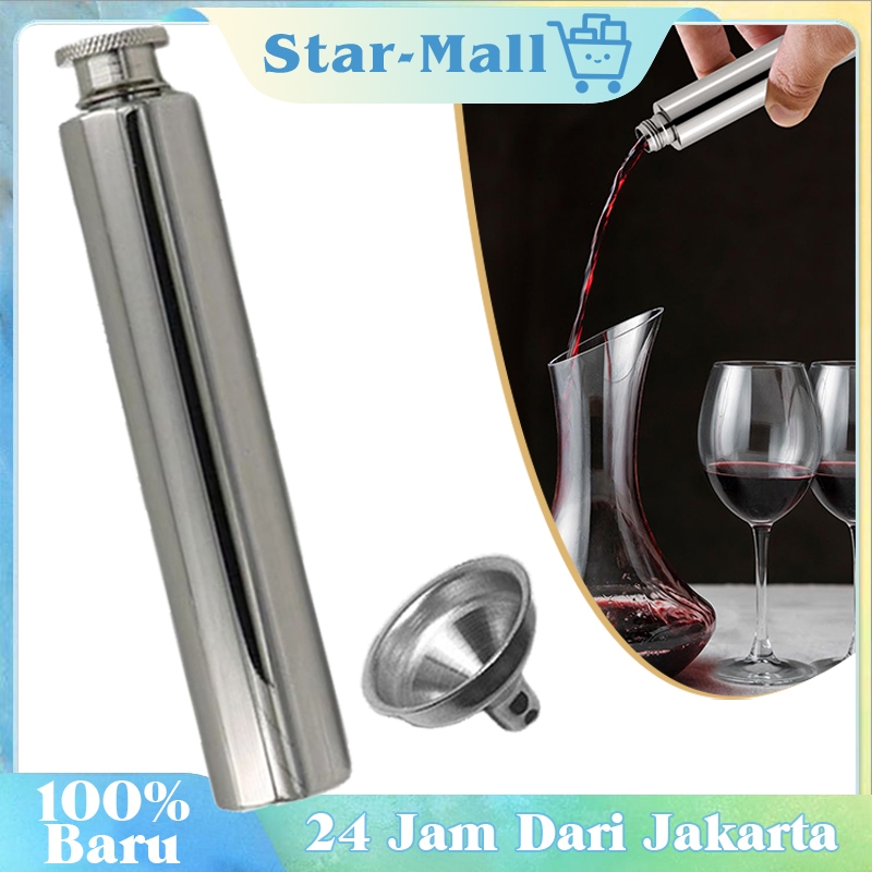 Botol Arak Pipih Hip Flask Stainless Botol Hip Flask Portable Perjalanan  Luar Ruangan