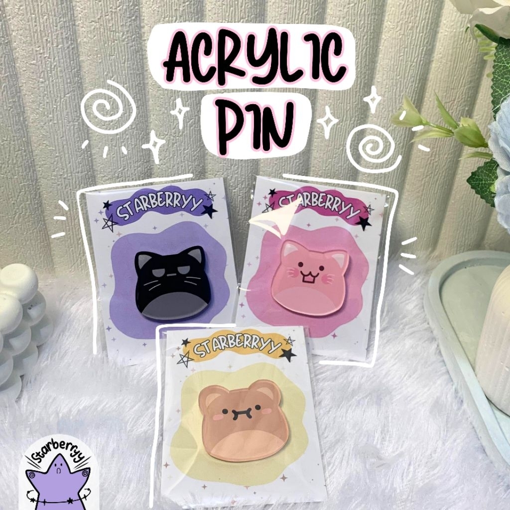 [READY STOCK] Acrylic Pin Aesthetic Lucu — Pin Akrilik untuk hiasan tas / pouch