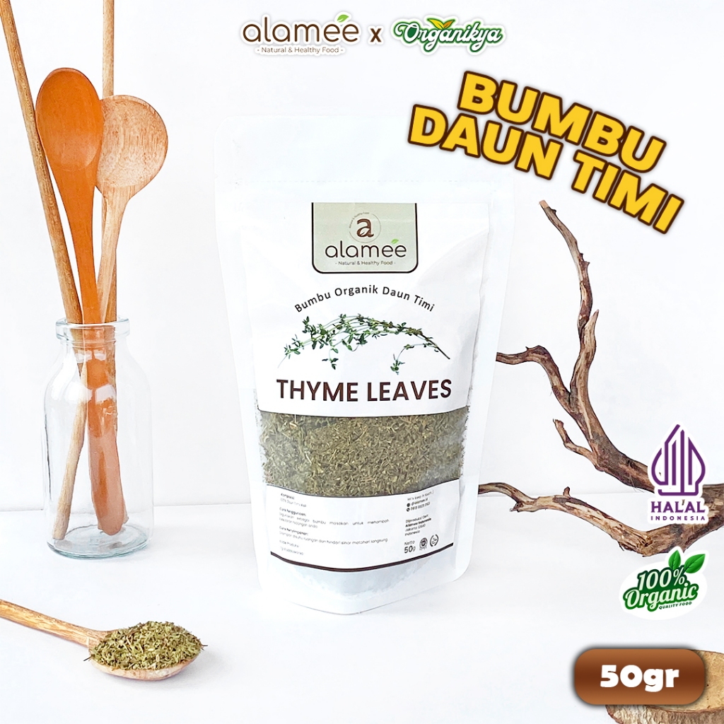 

ALAMEE Thyme Kering Daun Timi Bumbu Dapur Organik Garnish Dried Leaves Murni Asli 50 organikya